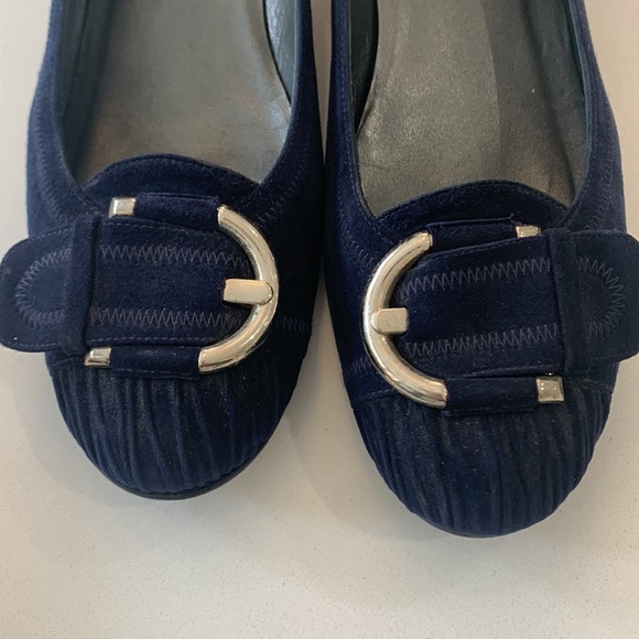 Mr.Seymour /Stuart Weitzman Blue Suede wedge shoes 9.5N - Picture 5 of 7